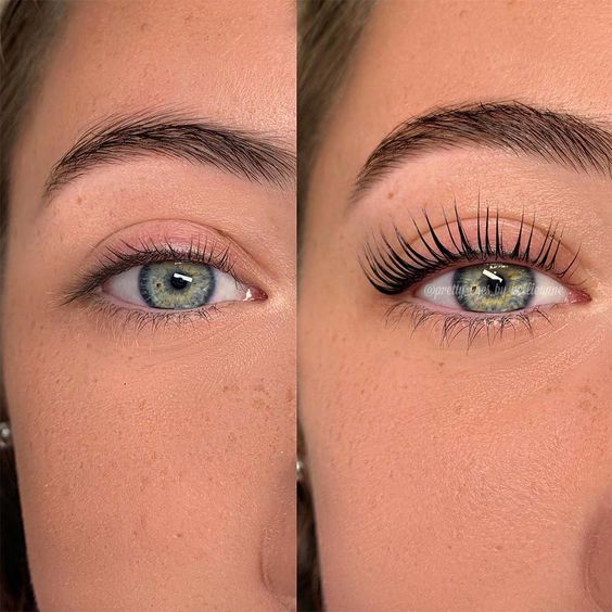 Before and after lash extensions